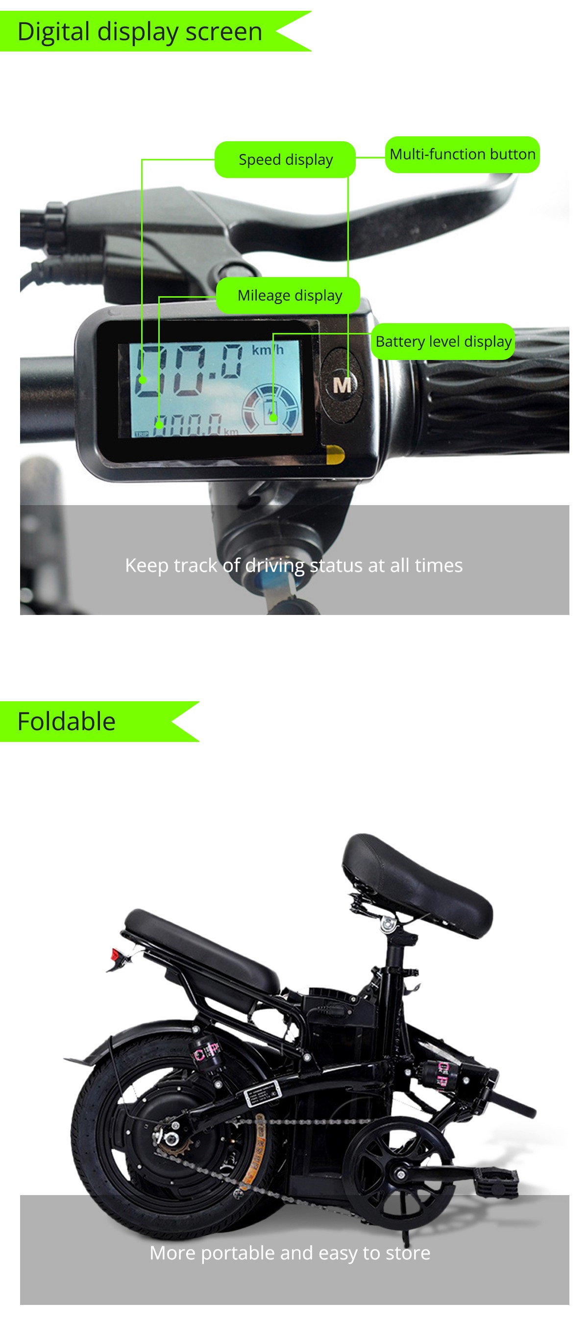 Opvouwbare elektrische fiets