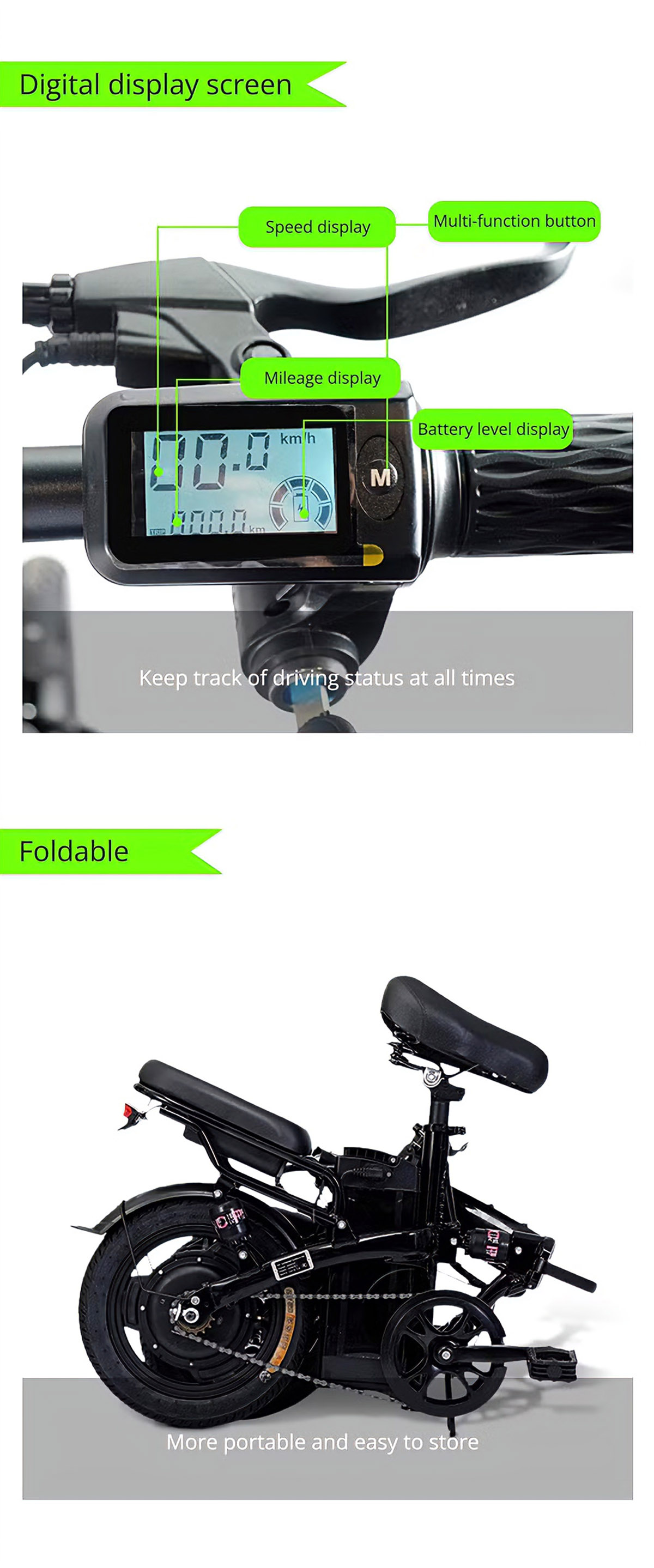 Ελαφρύ πτυσσόμενο ηλεκτρικό ποδήλατο